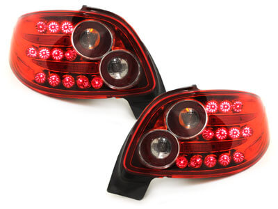 Focos Faros traseros LED Peugeot 206cc 98-09 rojo/cristal