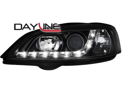 Focos delanteros luz diurna DAYLINE para Opel Astra G 98-04 negros