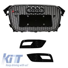 Parrilla Frontal + Rejillas Antinieblas Audi A4 B8 Facelift 2007-2011 Diseño RS4 Negro