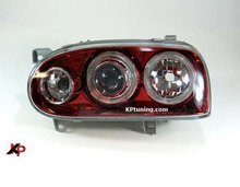 Focos delanteros angel eyes rojos con intermitente VW Golf 3