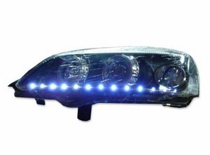 Focos delanteros angel eyes negros + luz diurna para Opel Astra