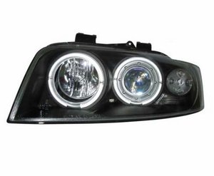 Focos delanteros Angel Eyes negros para Audi A4 01-