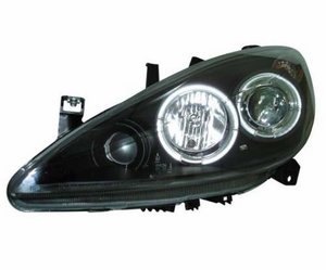 Focos delanteros Angel eyes negros para Peugeot 307