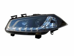 Focos delanteros luz diurna LEDs negros Renault Megane II