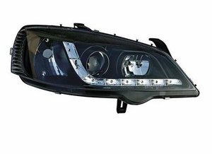 Focos delanteros luz diurna LEDs negros look Audi Opel Astra G