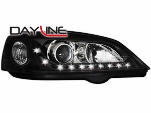 Focos delanteros luz diurna DAYLINE para Opel Astra G 98-04 negros