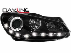 Focos delanteros luz diurna DAYLINE para VW Golf VI 08+ TFL-Optik negros